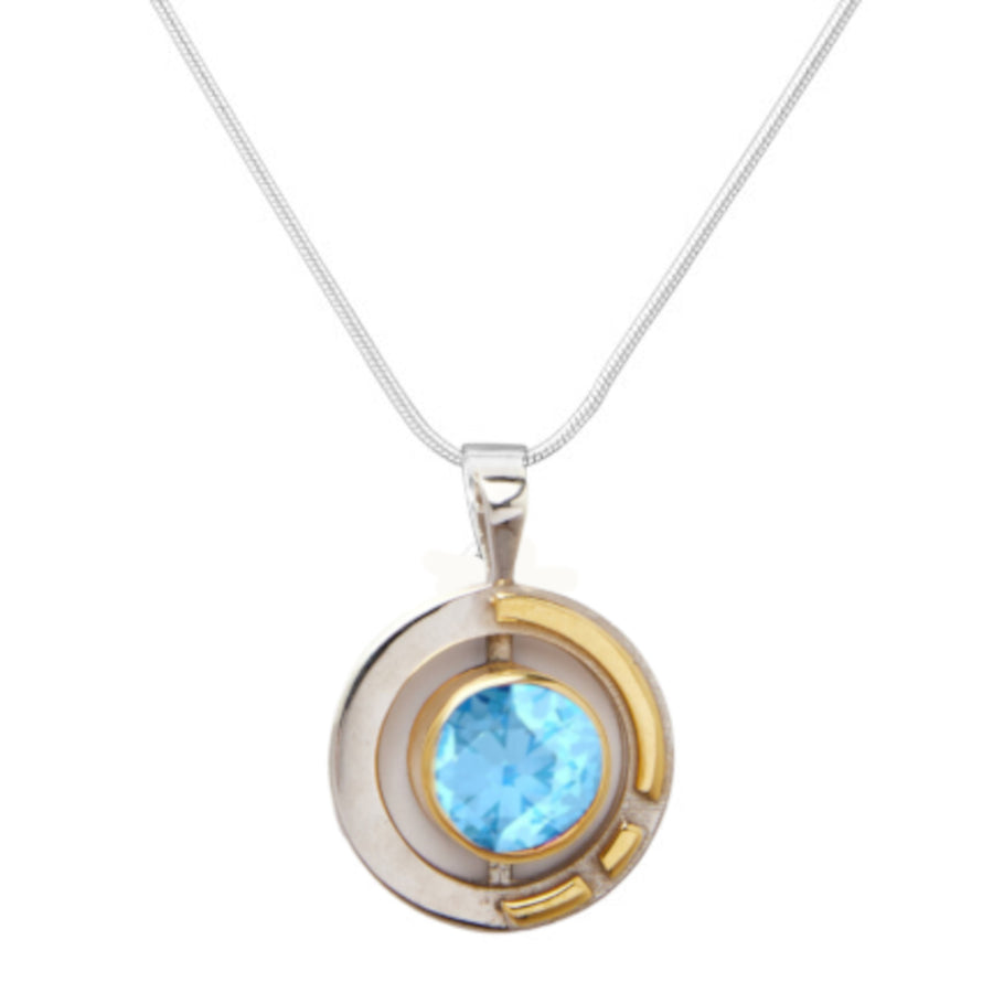 Elodie pendant necklace blue topaz silver gold silver chain
