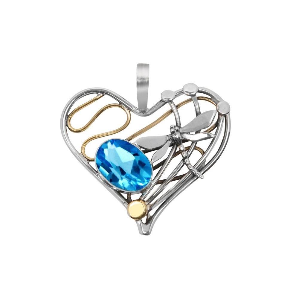 Heart Dragonfly Pendant Large in various gemstones - The Collective Dublin