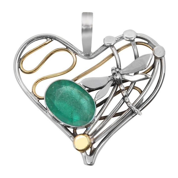 Heart Dragonfly Pendant Large in various gemstones - The Collective Dublin