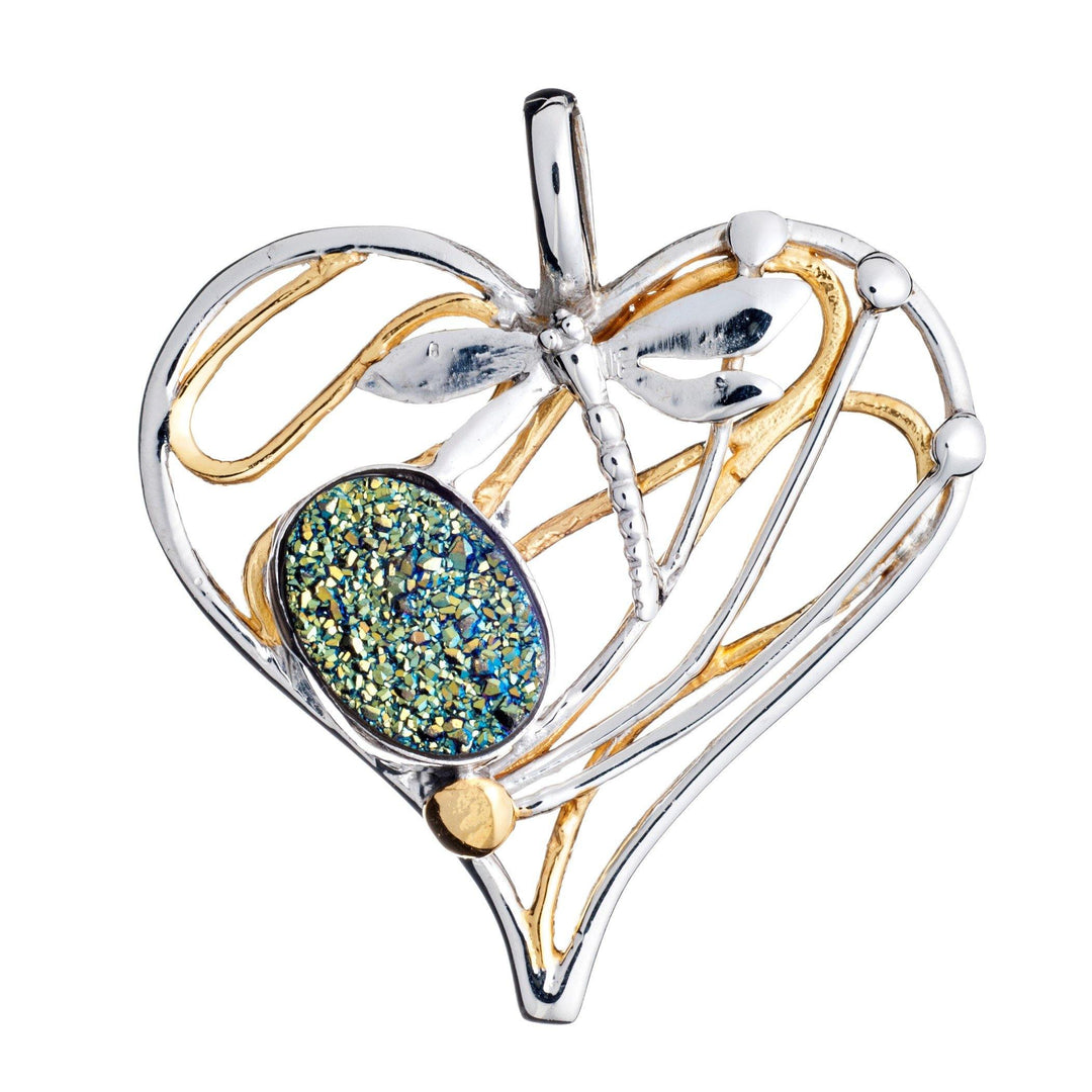 Heart Dragonfly Pendant Large in various gemstones - The Collective Dublin