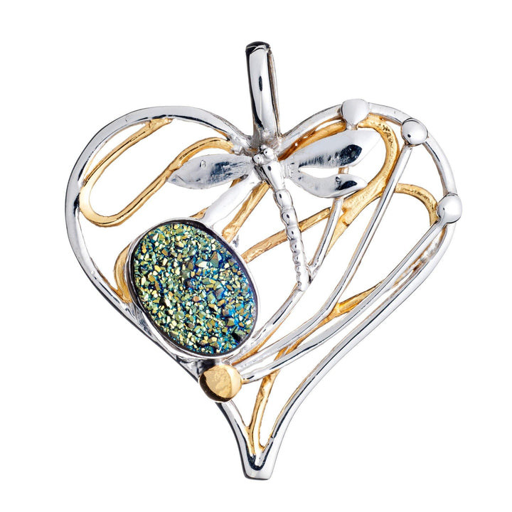 Heart Dragonfly Pendant Large in various gemstones - The Collective Dublin