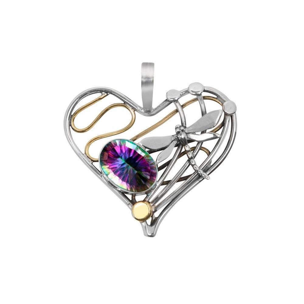 Heart Dragonfly Pendant Large in various gemstones - The Collective Dublin
