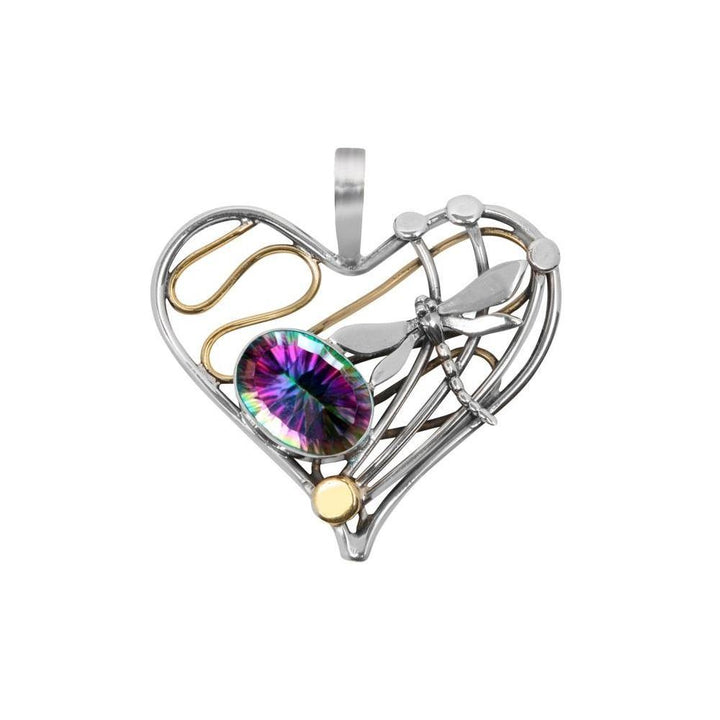 Heart Dragonfly Pendant Large in various gemstones - The Collective Dublin