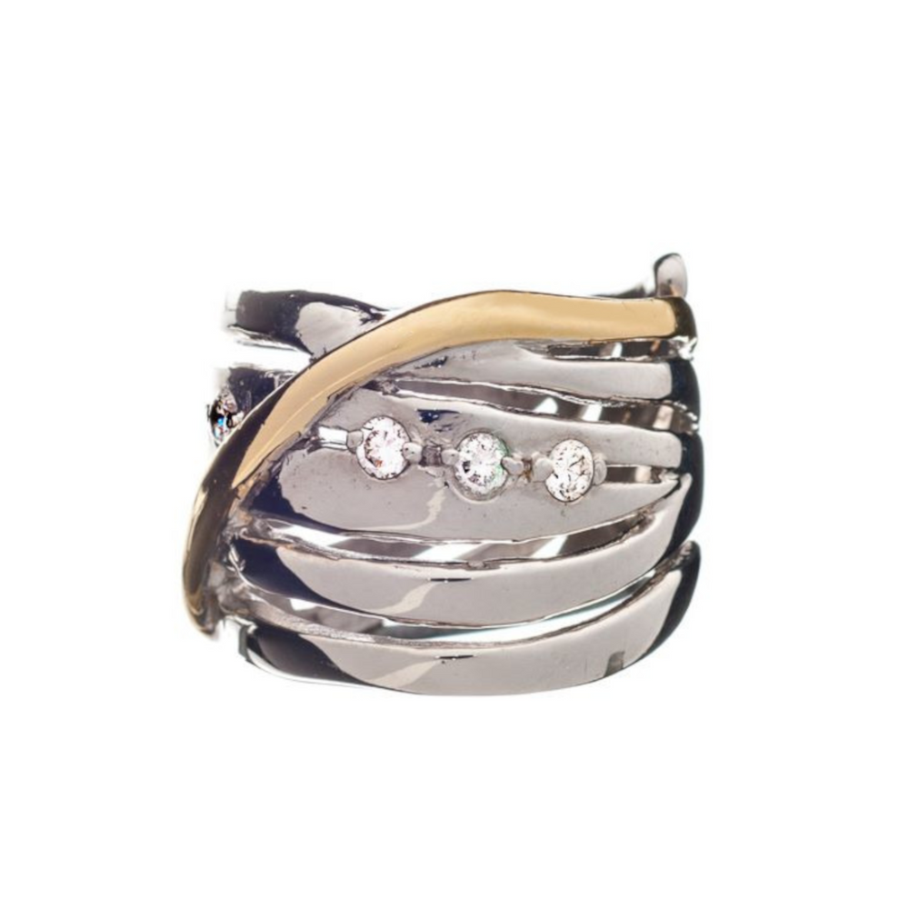 Hidden Gems Ring silver gold & cubic zirconia-Gallardo & Blaine Designs