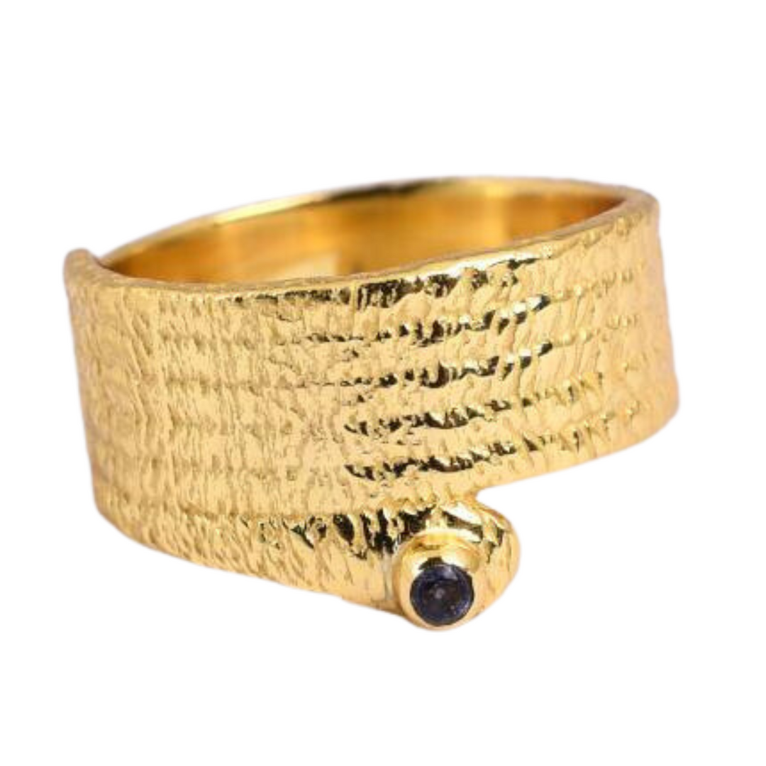 Labradorite Gold Snake Ring