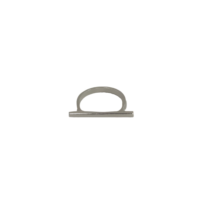 The Line Silver Ring by Inó Jewellery features a minimalist sterling silver design with a flat horizontal bar on top, shown against a plain white background.