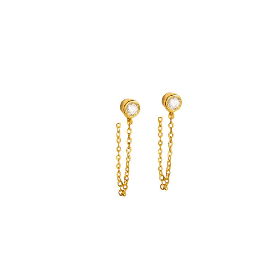 moissanite marie June chain stud gold earrings