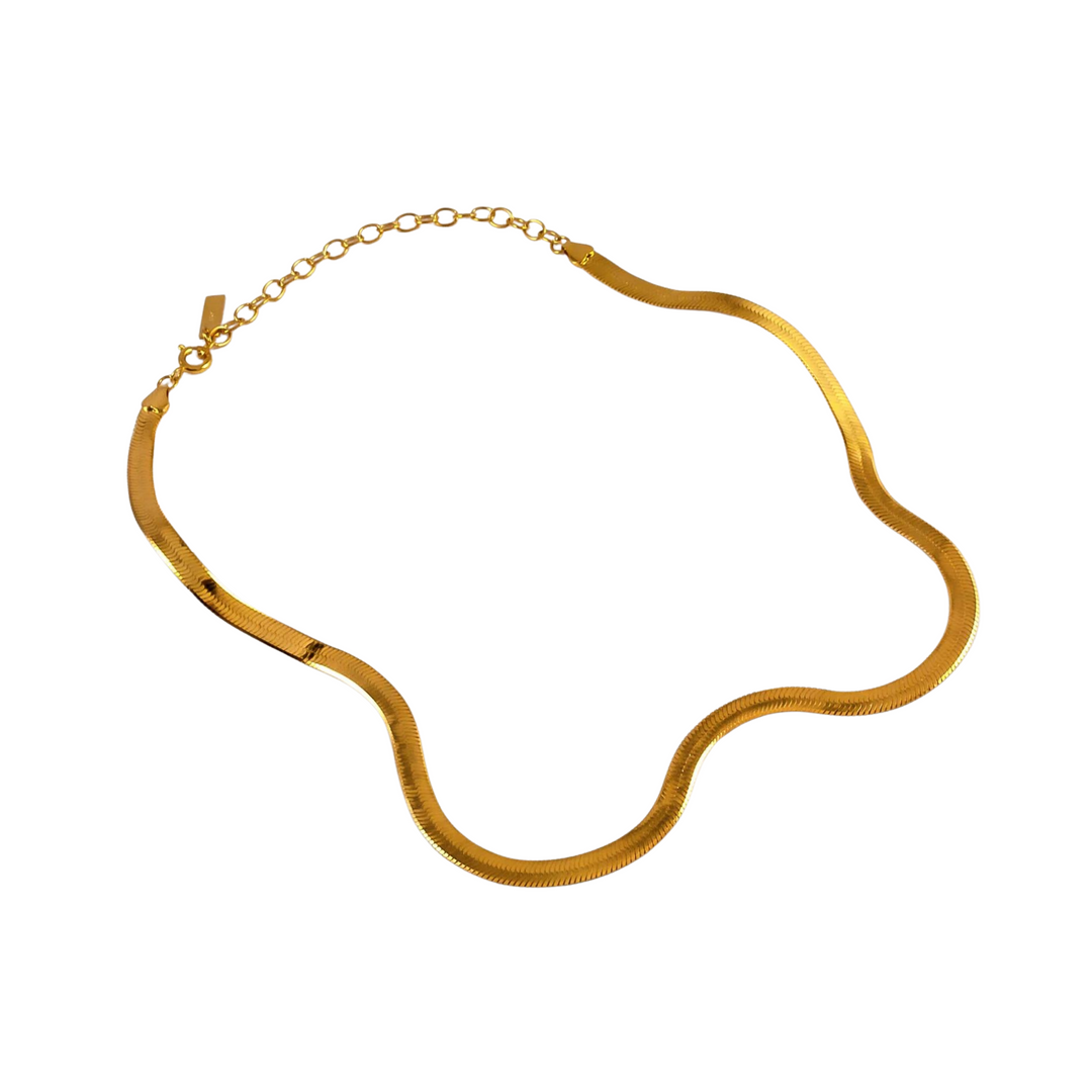 Bold Herringbone Chain Necklace Gold