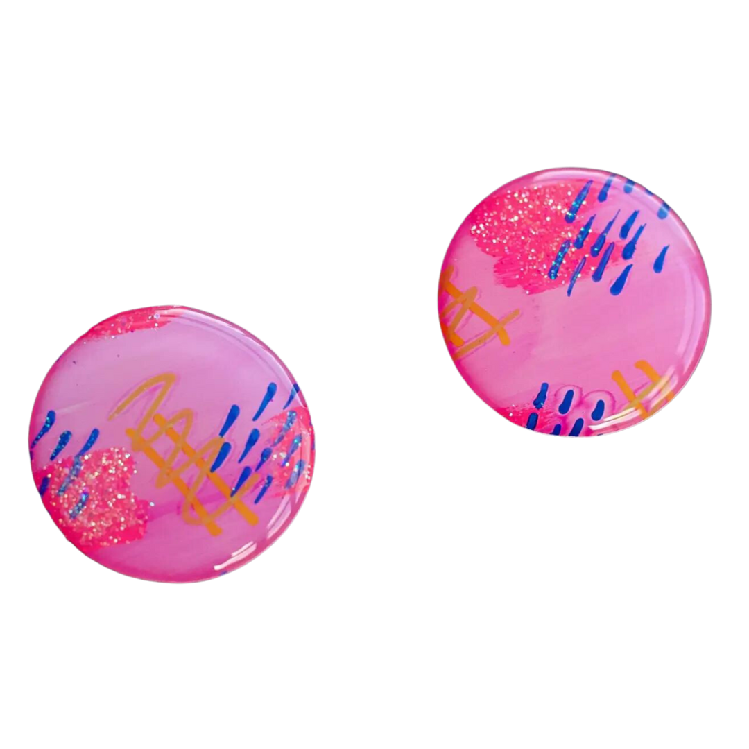 Pink Abstract Statement Earrings