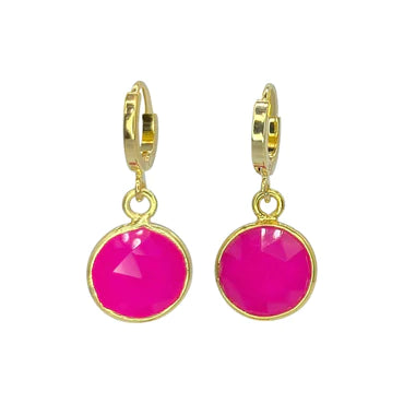 Pink Chalcedony Drop gold Earrings