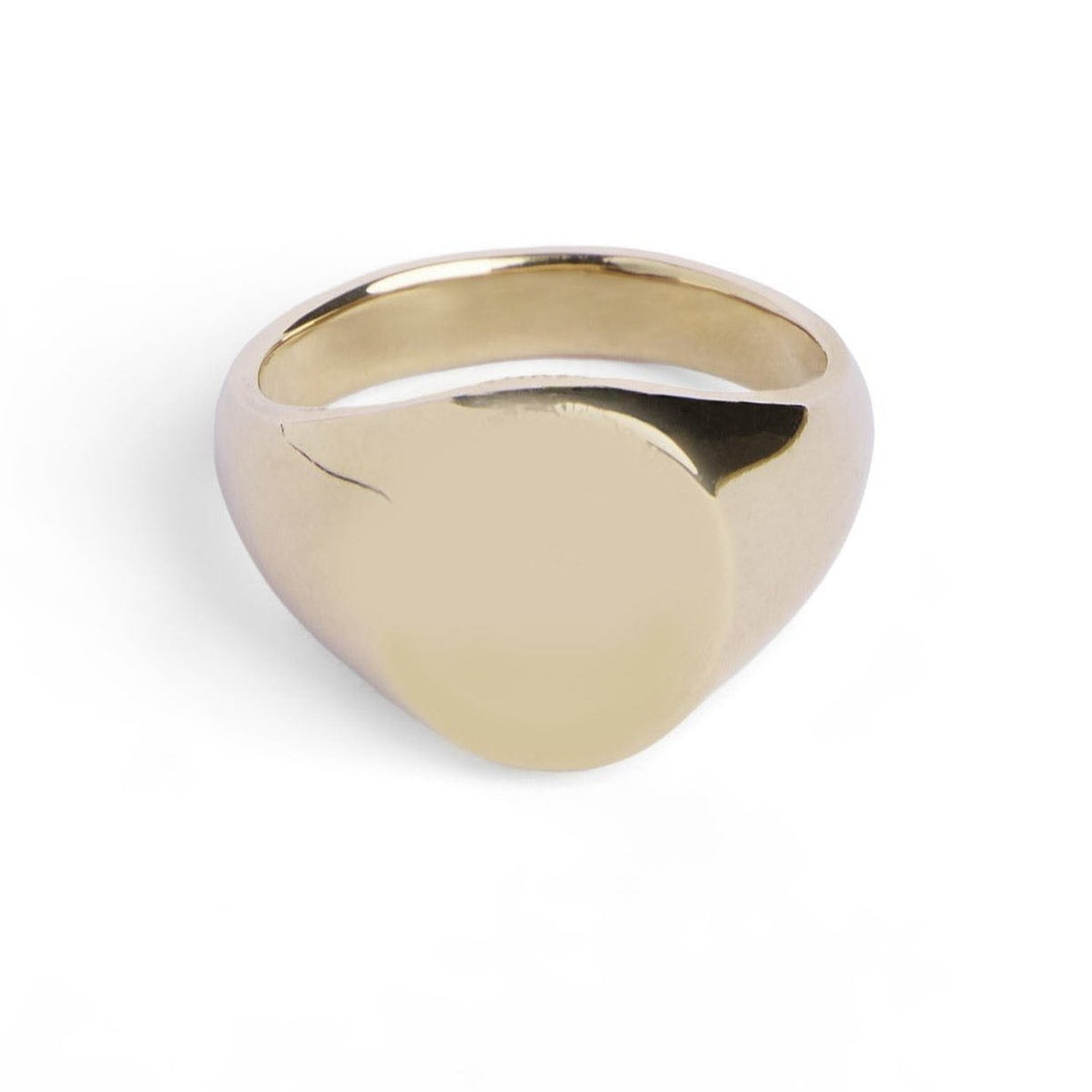 Engravable Gold Plated Oval Signet Ring