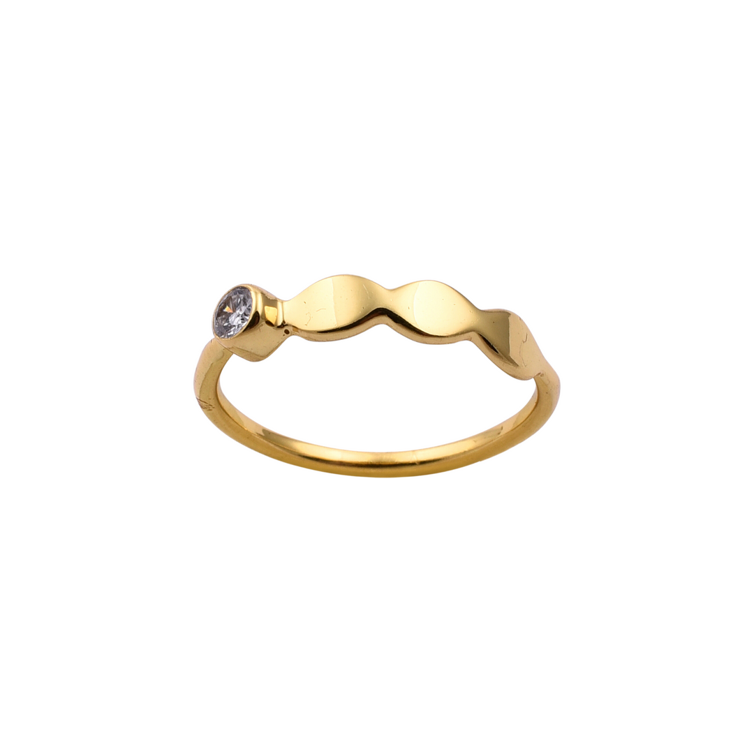 Solo White Cubic Zirconia Gold Ring