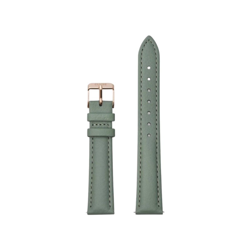 Strap 16 mm Leather Green, Rose Gold Colour