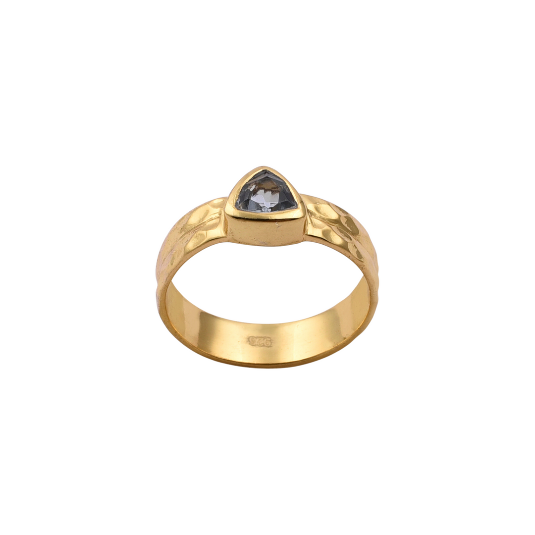 Triangular Blue Topaz Gold Ring