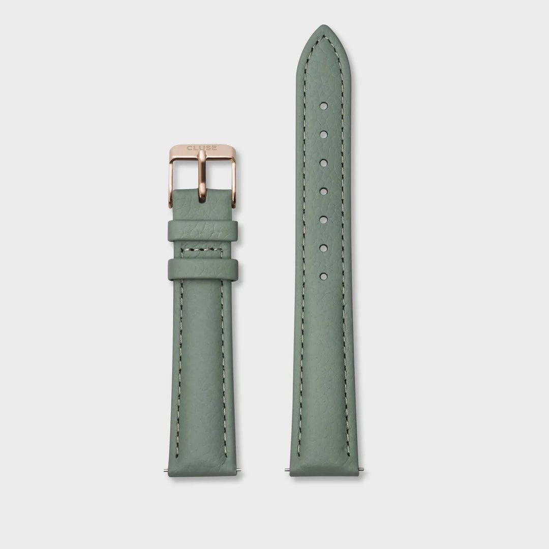 Strap 16 mm Leather Green, Rose Gold Colour