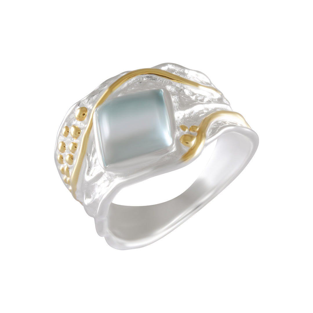 Square Moonstone Silver Ring