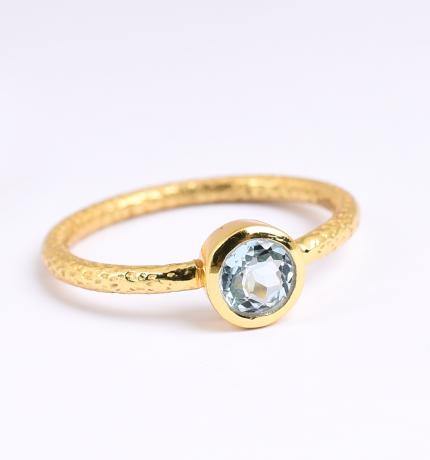 The Collective Dublin - Home to Irish Design - Watermelon Tropical  : Blue Topaz Gold Ring