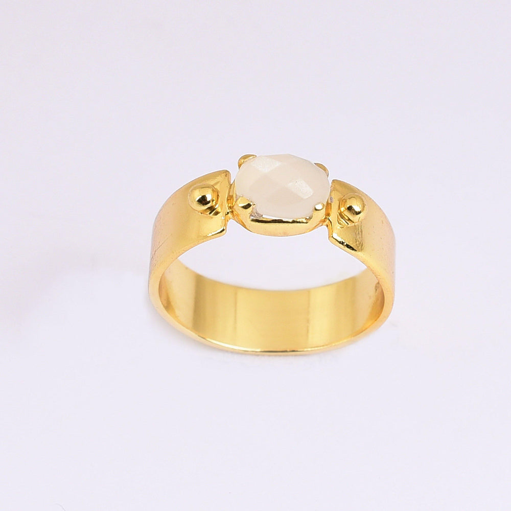 The Collective Dublin - Home to Irish Design - Watermelon Tropical  : White Moonstone Gold Band Ring