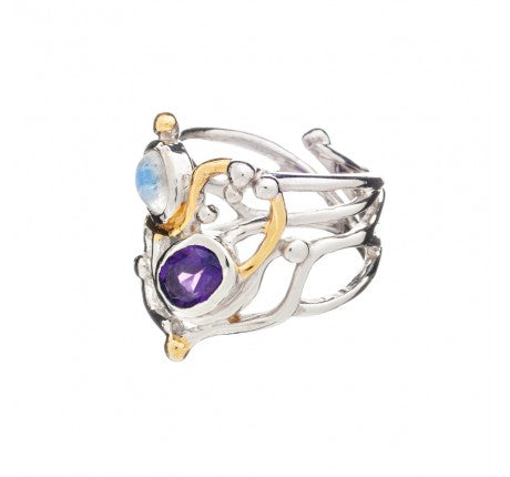 Seaweed Ring with Amethyst & Moonstone - The Collective Dublin