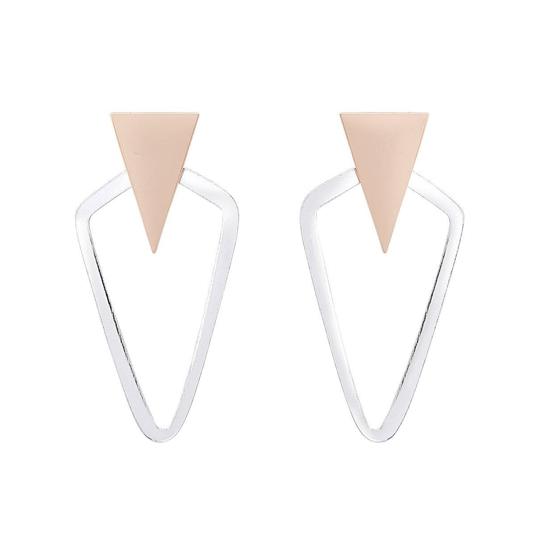 Silver & rose gold dramatic geometric earrings - The Collective Dublin
