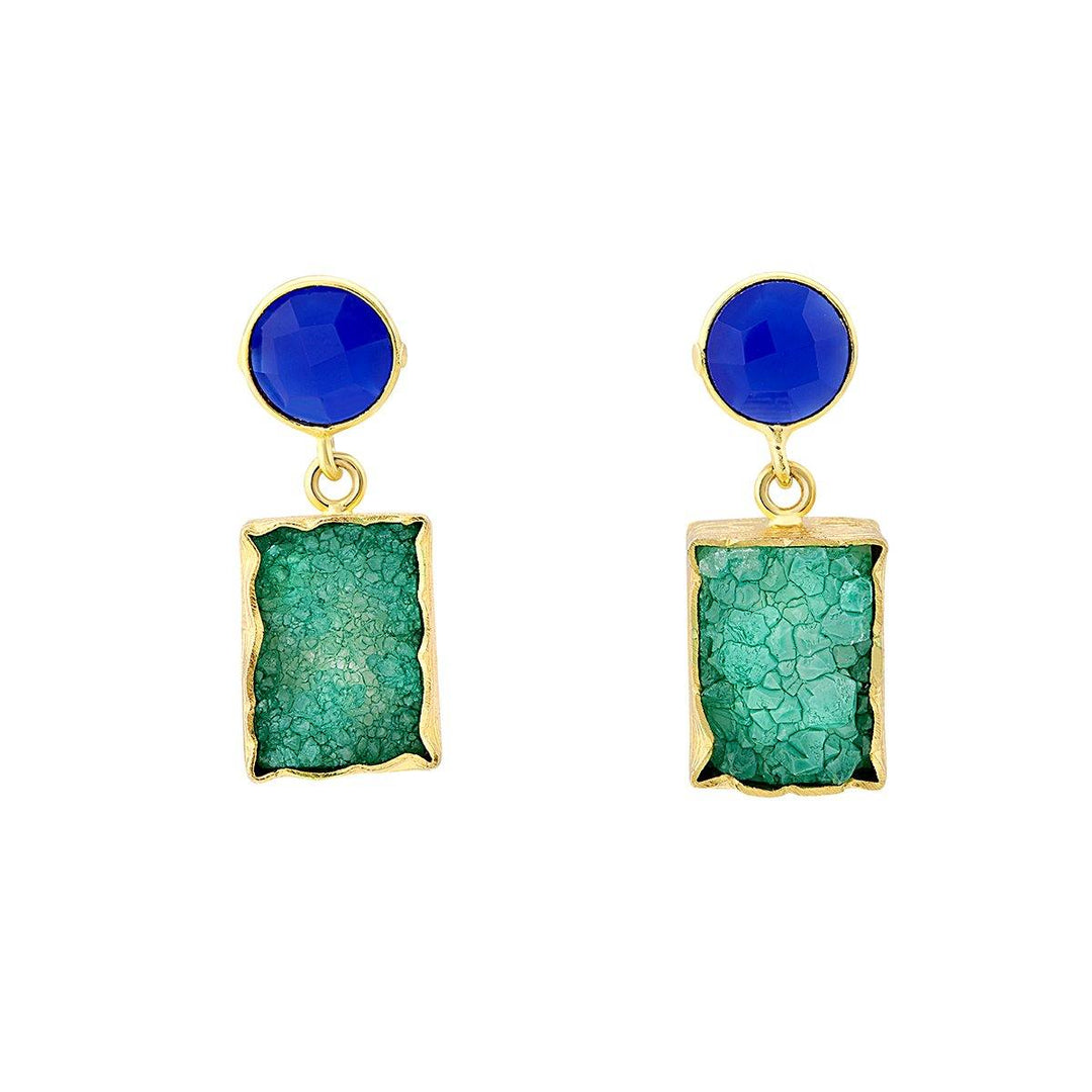 Green druzy and blue studs - The Collective Dublin