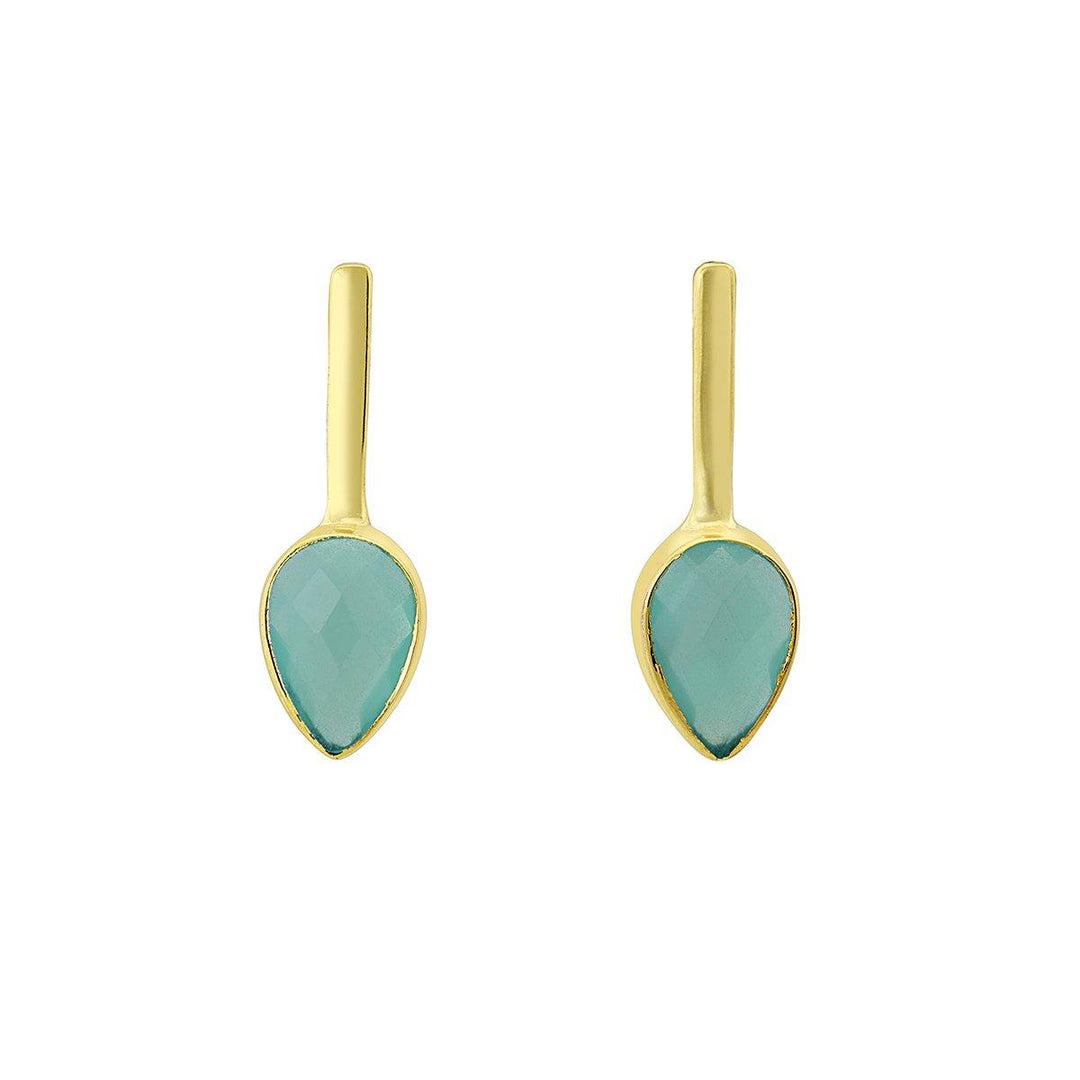 Bluey green agate and gold earrings - The Collective Dublin