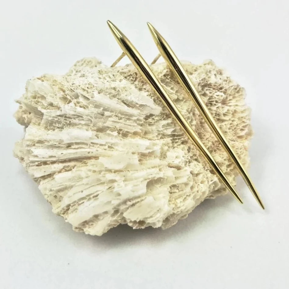 Sea Urchin Spine Earrings - Gold