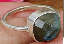 Square Labradorite Sterling Silver Ring