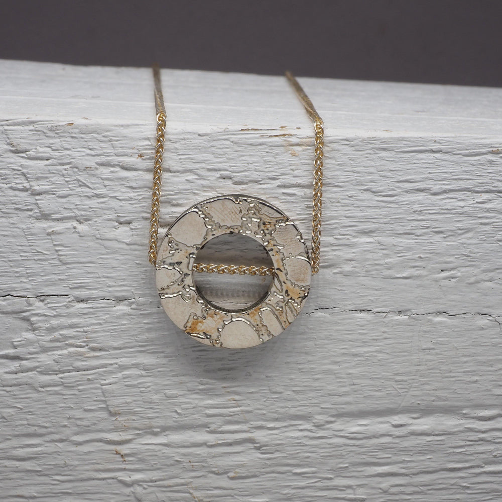 Skin Etched Silver Circle Necklace - The Collective Dublin