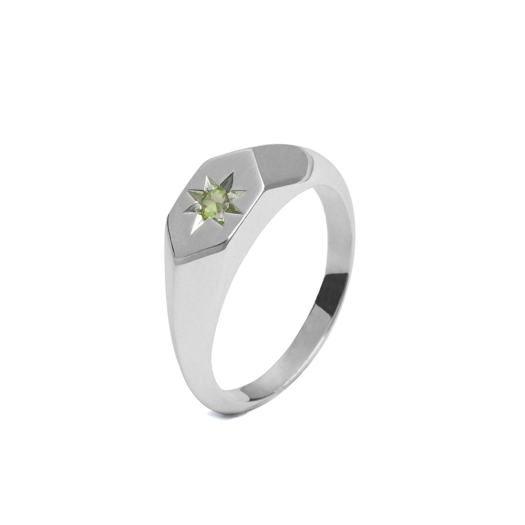 Starlight Peridot Birthstone Signet Ring - The Collective Dublin