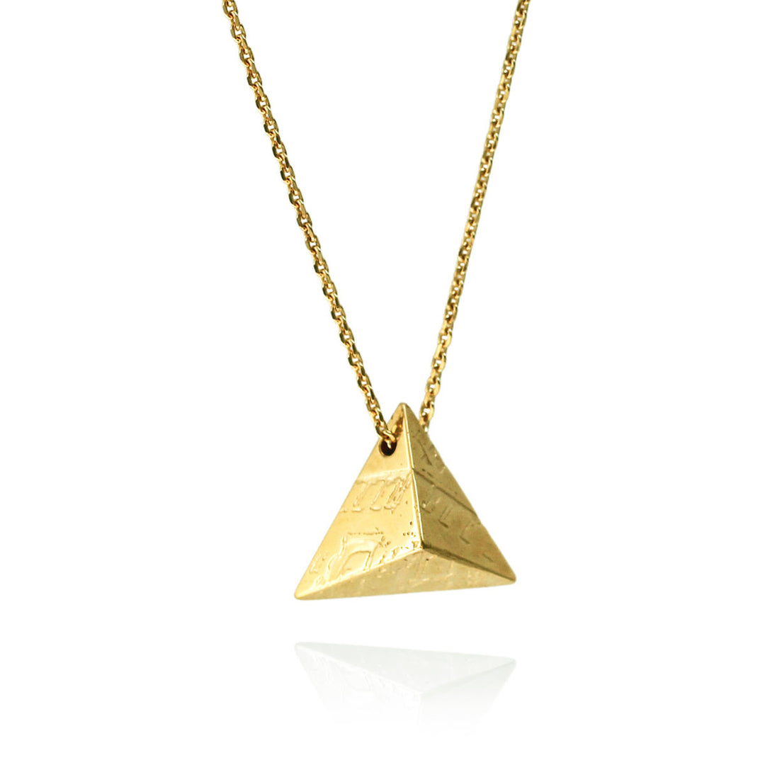Souvenir Double Sided Gold Pyramid Pendant