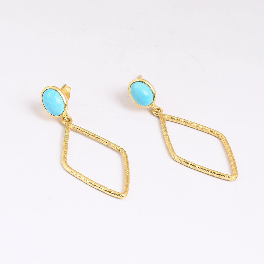 The Collective Dublin - Home to Irish Design - Watermelon Tropical  : Turquoise Triangle Gold Earrings
