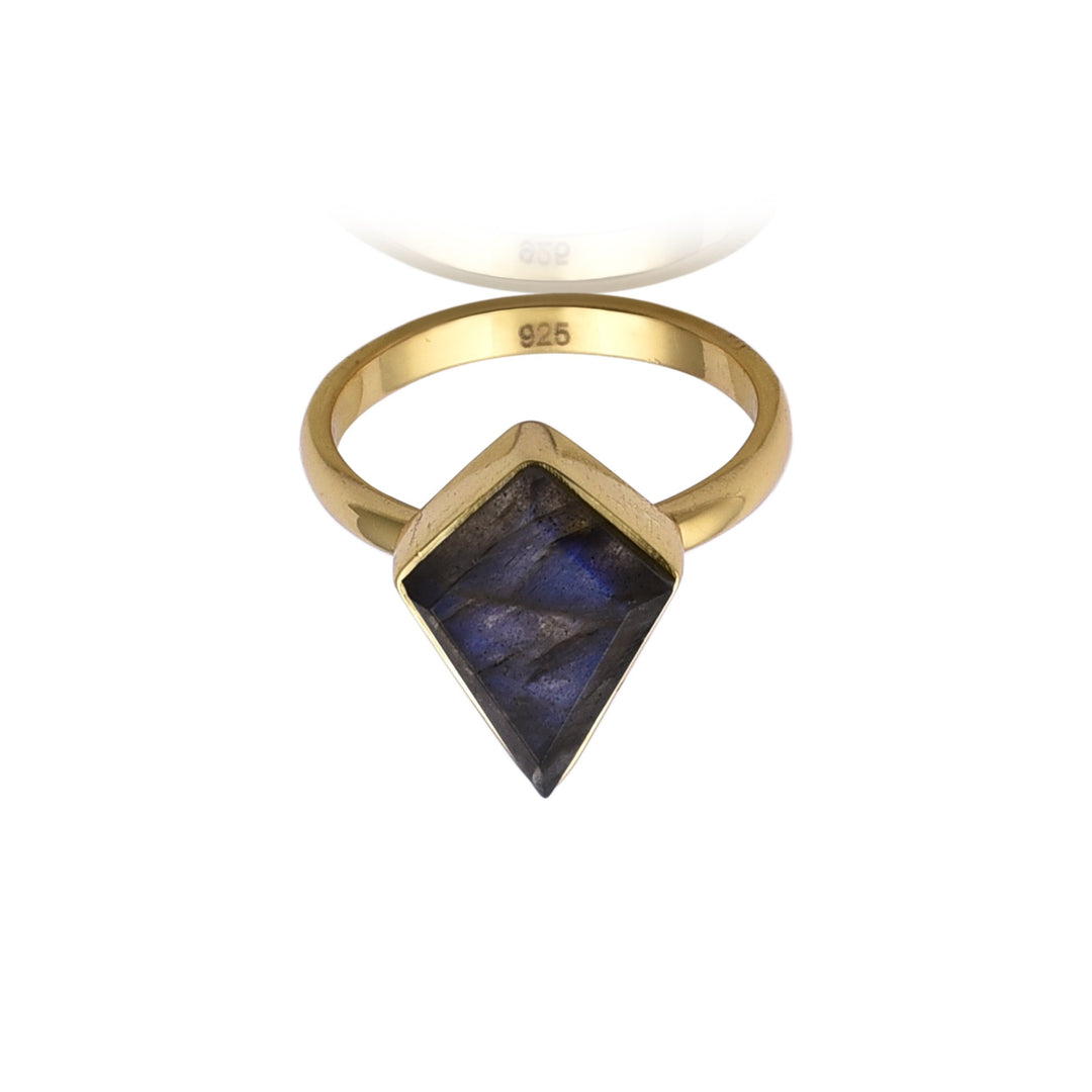Diamond Shape Labradorite Gold Ring