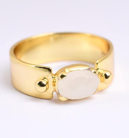 The Collective Dublin - Home to Irish Design - Watermelon Tropical  : White Moonstone Gold Band Ring