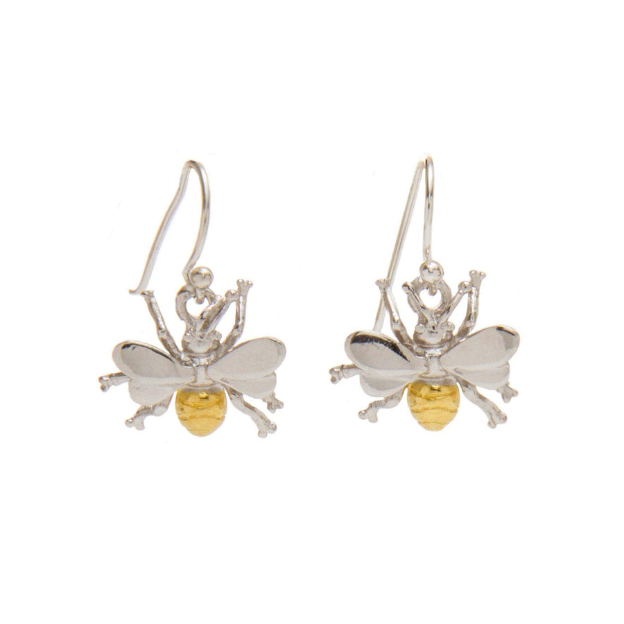 Wildlife Bee Dangley Earrings in Silver & Gold - Gallardo & Blaine Designs