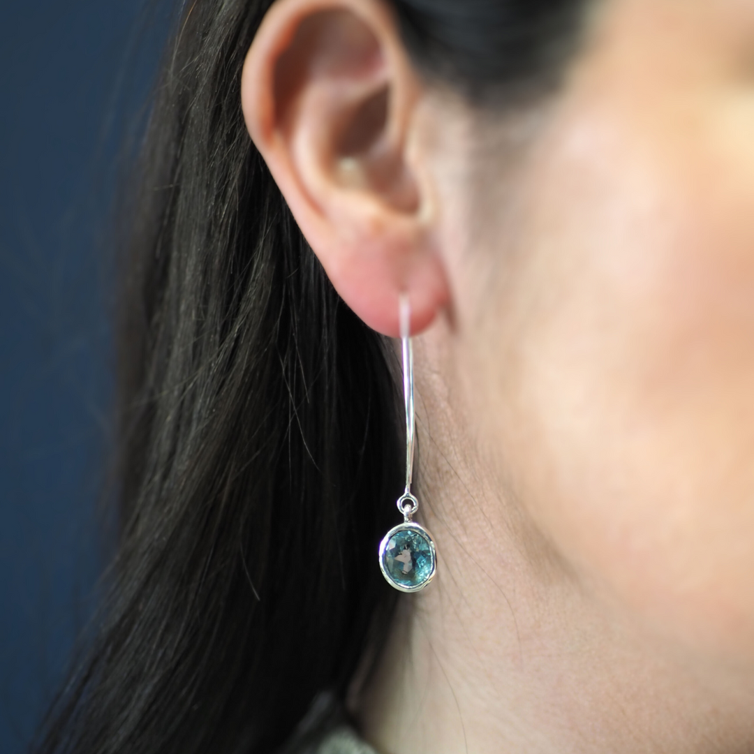 Simple drop silver earrings-Gallardo & Blaine Designs