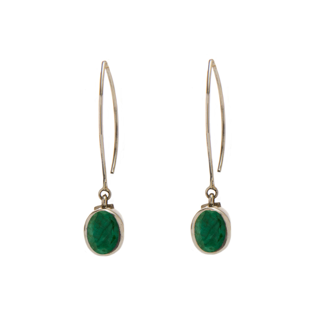 Dew Drop Earrings in rough emerald-Gallardo & Blaine Designs