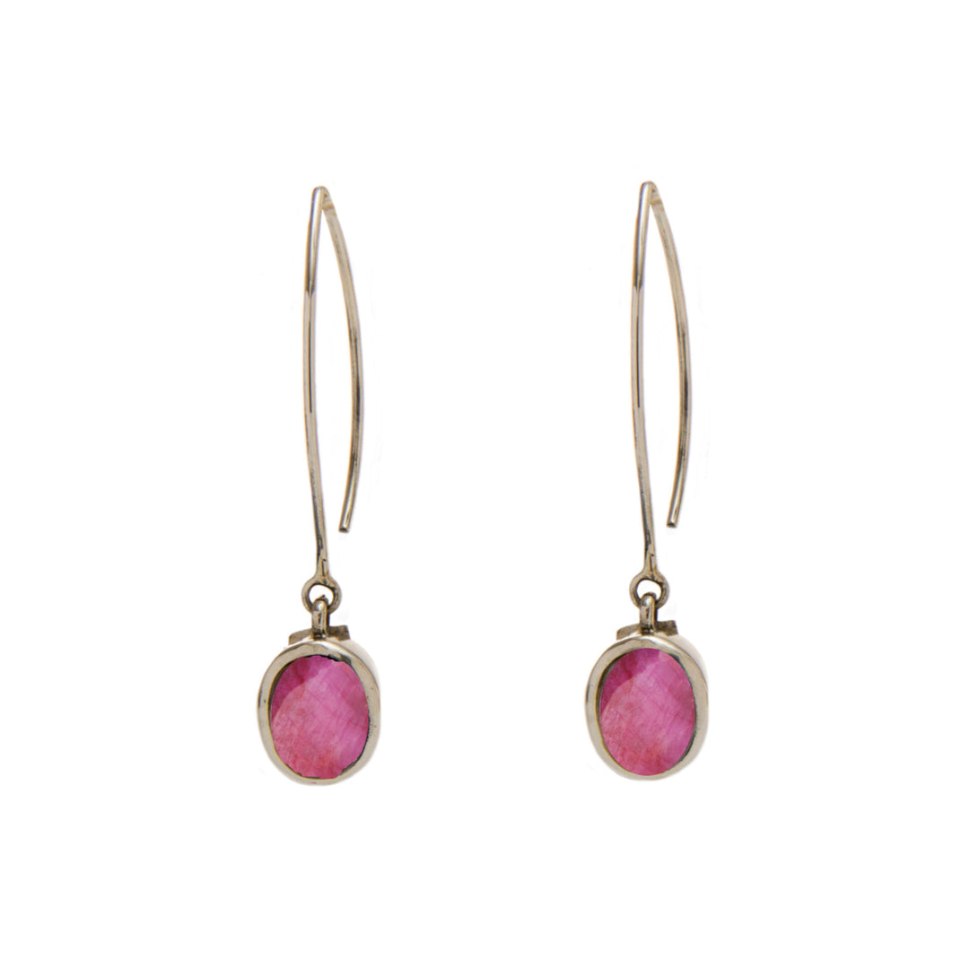 Dew Drop Earrings in rough ruby-Gallardo & Blaine Designs