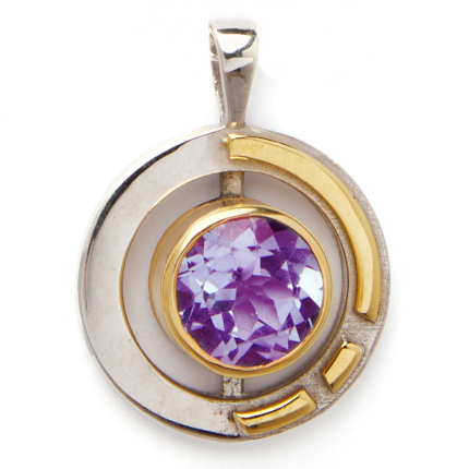 Elodie pendant necklace amethyst silver gold silver chain