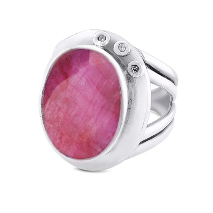 Eyetelia ring in silver & rough ruby-Gallardo & Blaine Designs