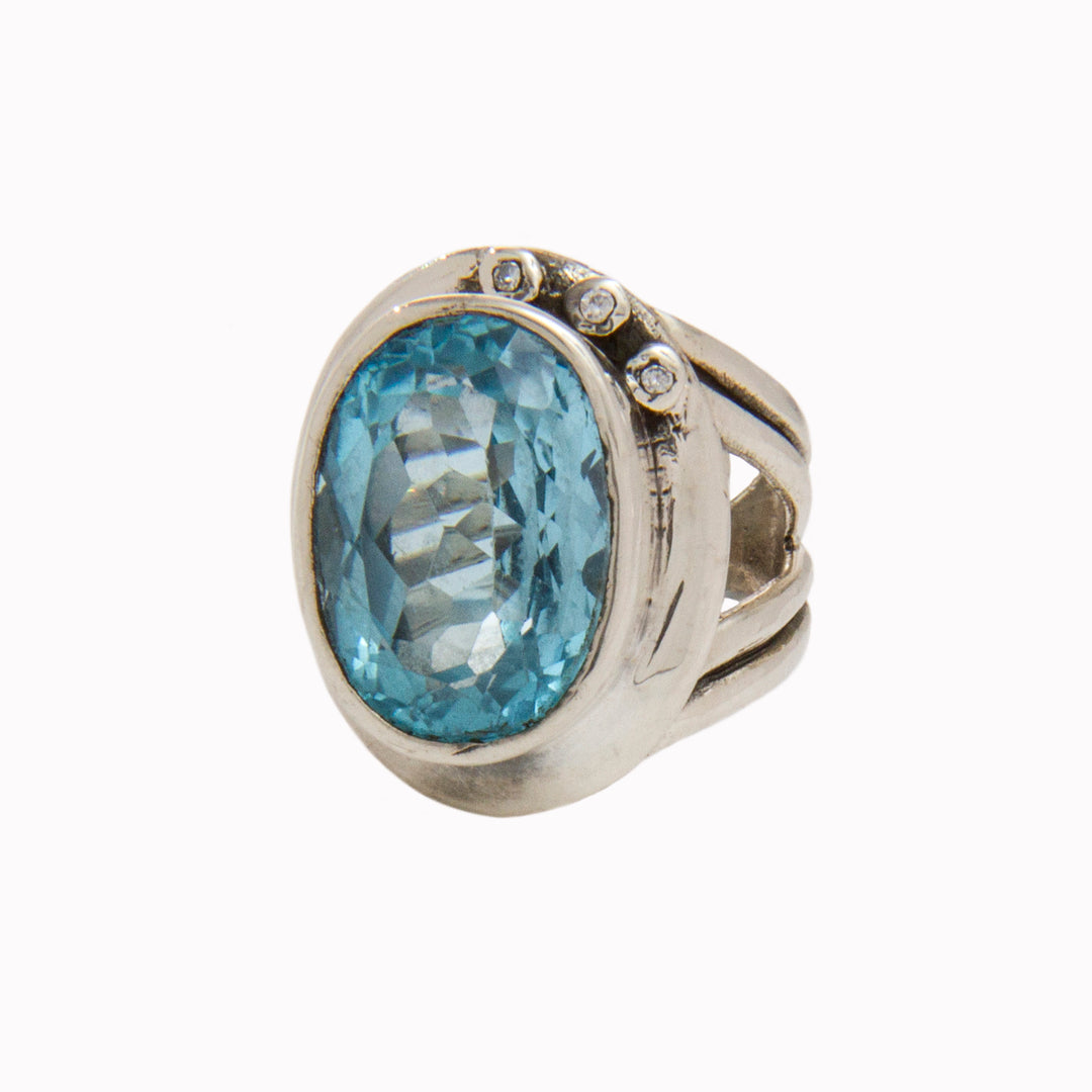 Eyetelia ring in silver & blue topaz-Gallardo & Blaine Designs