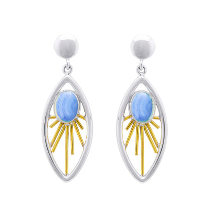 Goddess earrings in blue chalcedony-Gallardo & Blaine Designs
