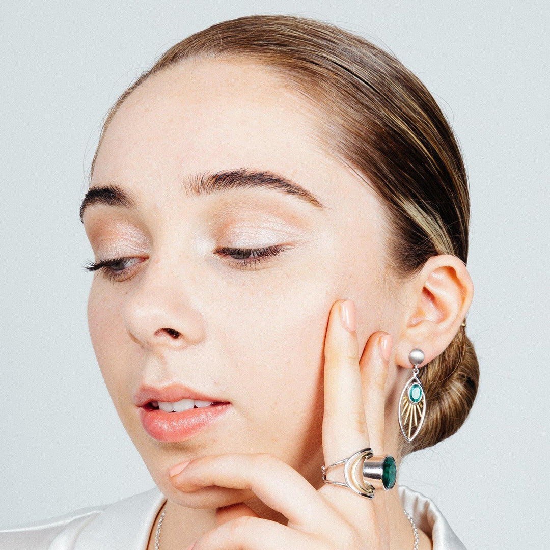 Gemstone drop earrings in silver & gold - Gallardo & Blaine Designs
