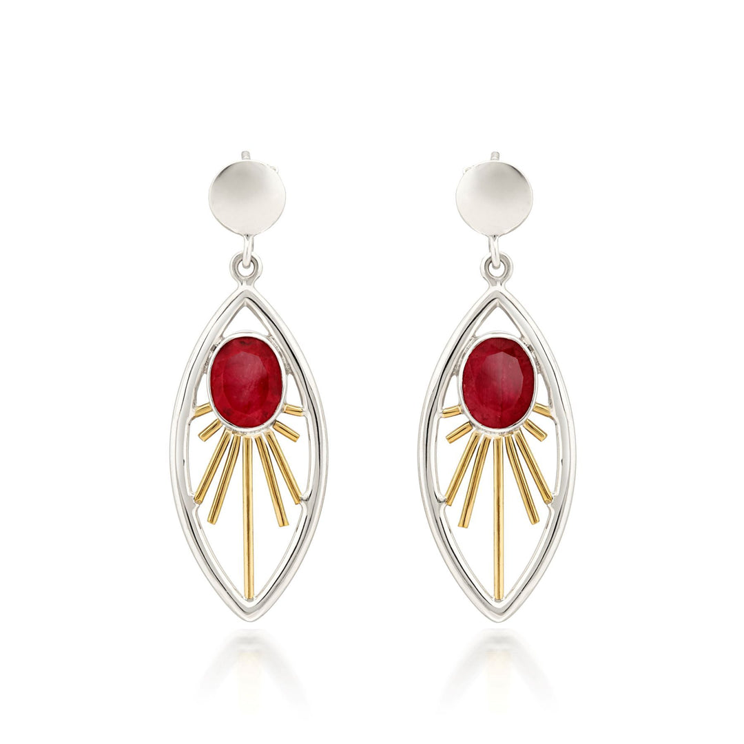Goddess Earrings in rough ruby-Gallardo & Blaine Designs