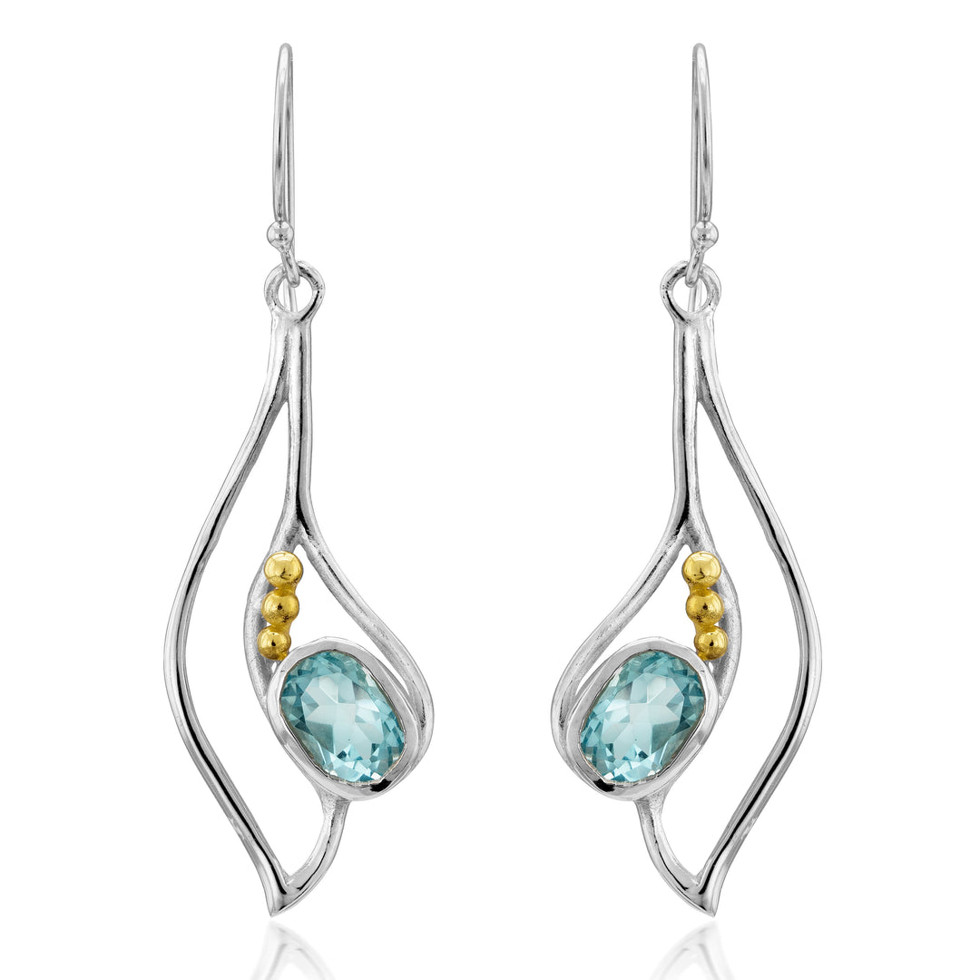 Iris Earrings in blue topaz-Gallardo & Blaine Designs