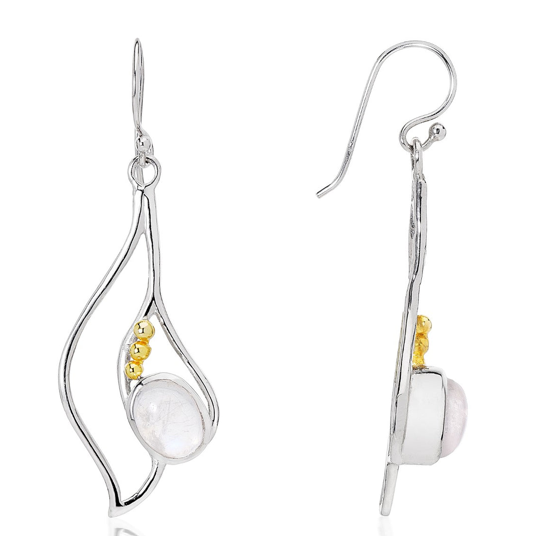 Iris Earrings in moonstone silver & gold-Gallardo & Blaine Designs