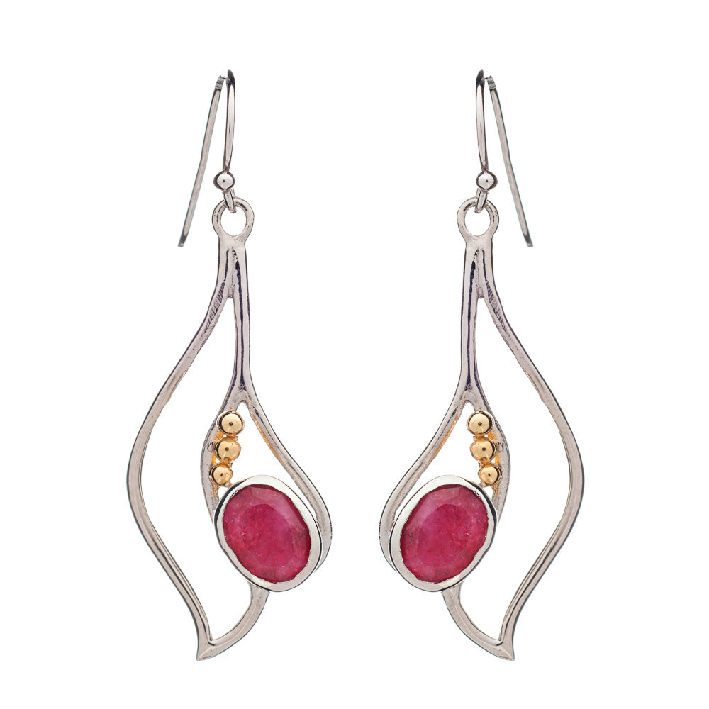 Iris Earrings in rough ruby-Gallardo & Baine Designs