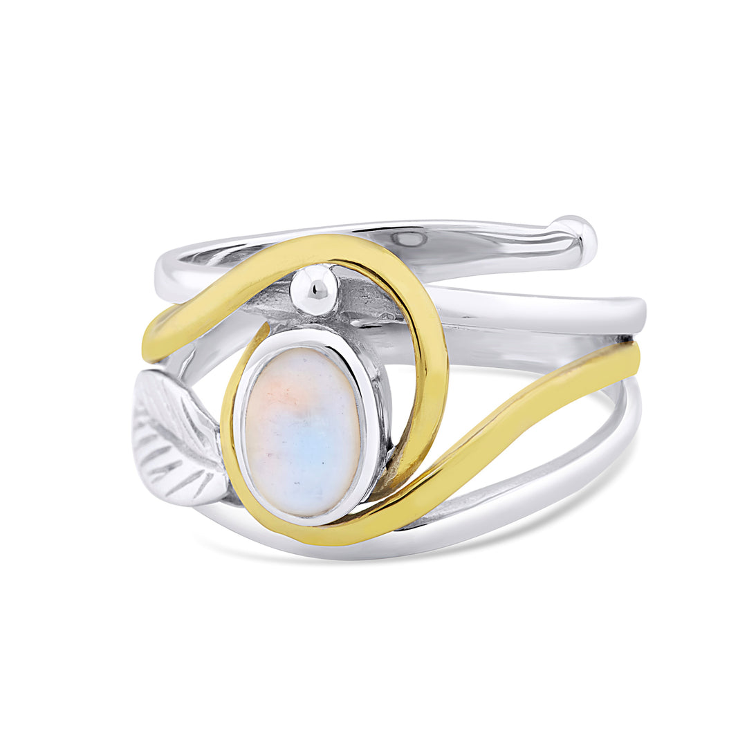 Elegant moonstone ring in silver & gold-Gallardo & Blaine Designs