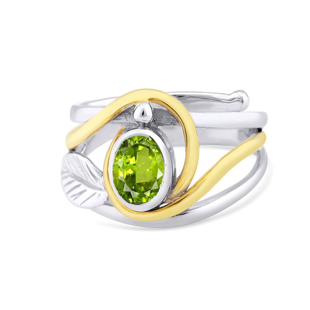Leaf Ring in Silver Gold & various gemstones
