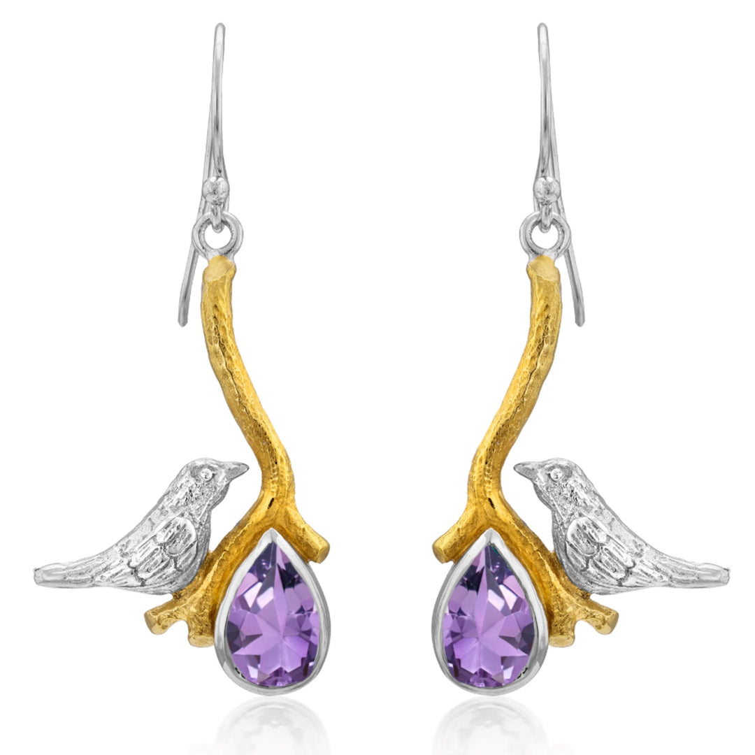 Love Bird Earrings in amethyst-Galllardo & Blaine Designs